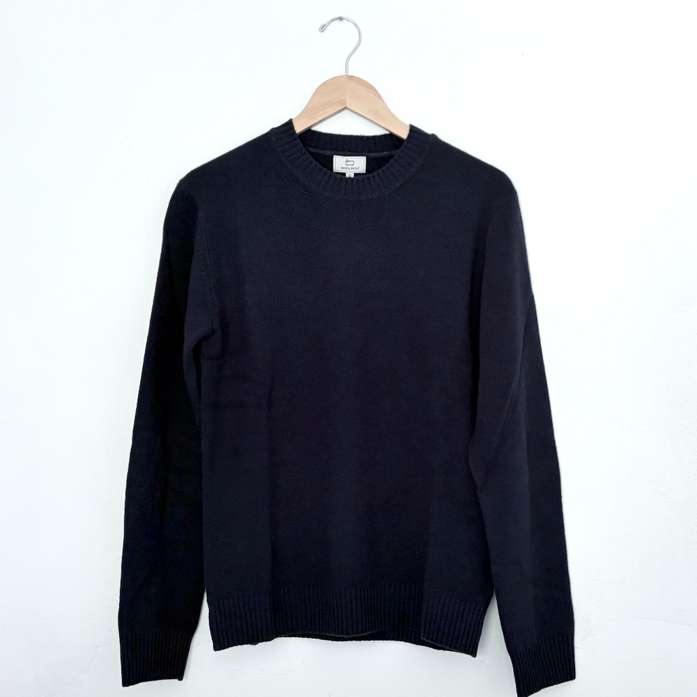 Woolrich Crewneck Sweater sz Small in Garment Dyed Navy Blue Virgin Wool NWT
